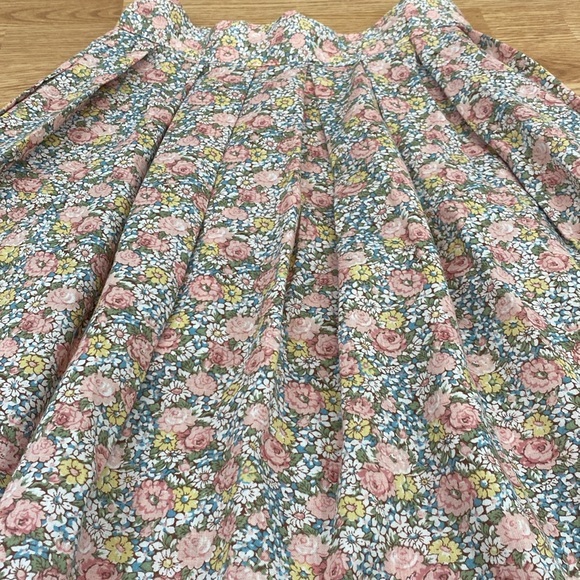 Vintage Floral Midi Pleated Skirt Button-up Closure - Picture 7 of 11